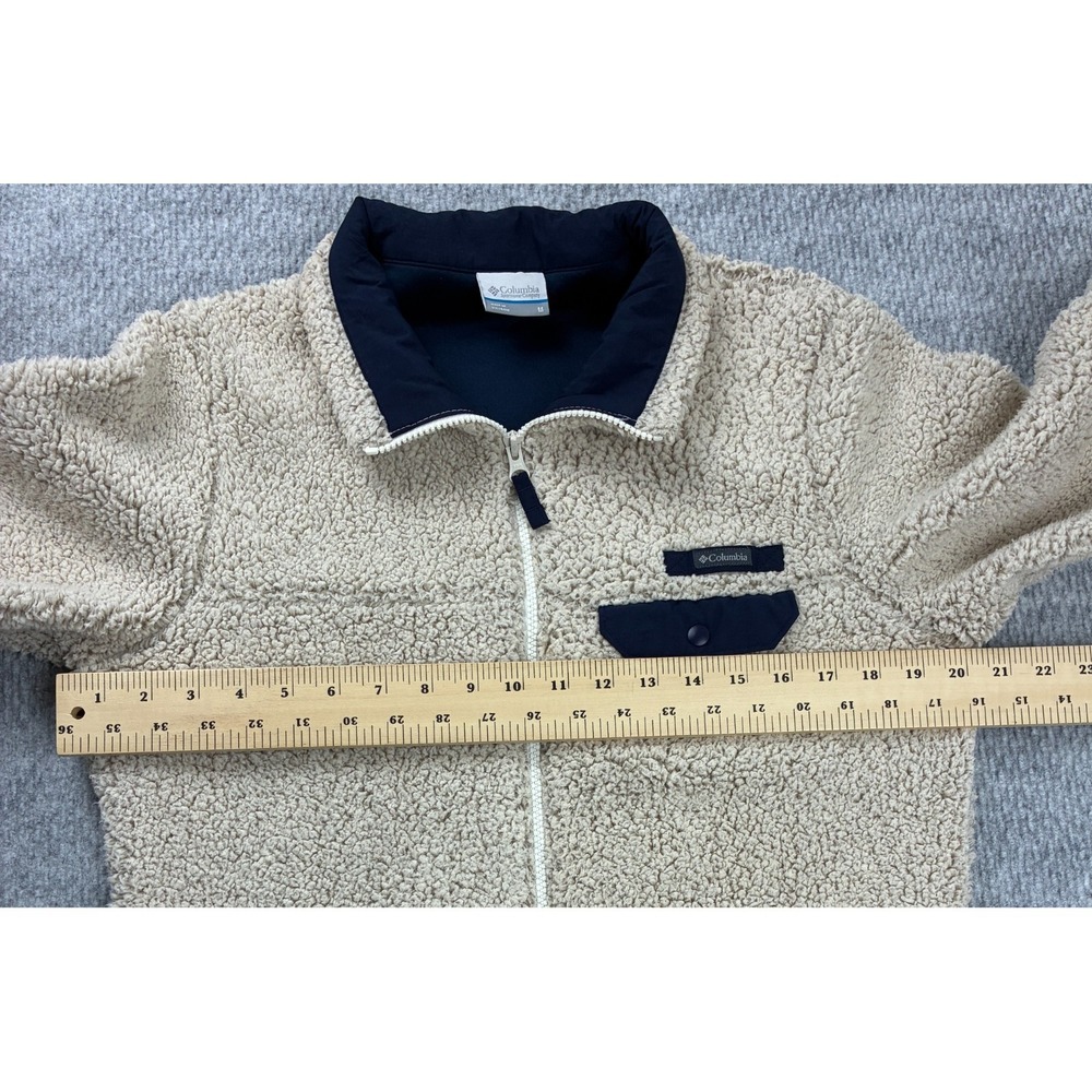 Columbia Mountain Side Sherpa Fleece Jacket Womens M Cream Navy Full Zip - Picture 3 of 8